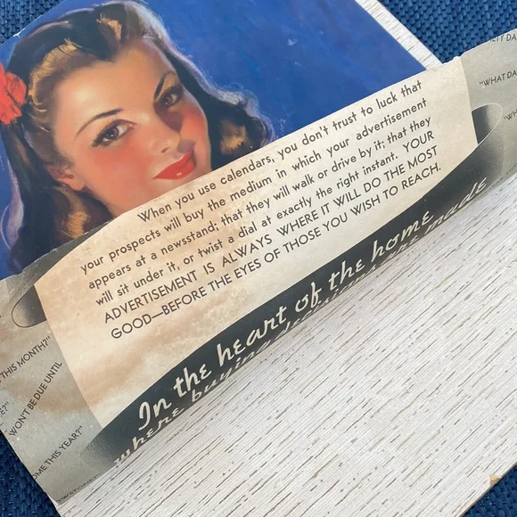 VTG Retro Pin Up Gal with Roses Calendar Art Print - Picture 6 of 9